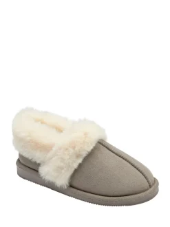 Grijs - Dunlop Faux Suede Collar Full Slippers
