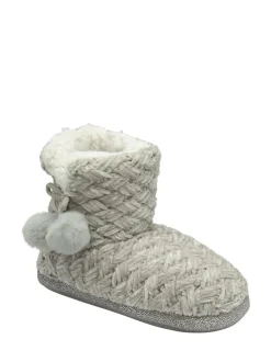 Grijs - Dunlop gebreide pantoffelslaarsjes voor dames