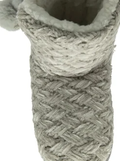 Grijs - Dunlop gebreide pantoffelslaarsjes voor dames