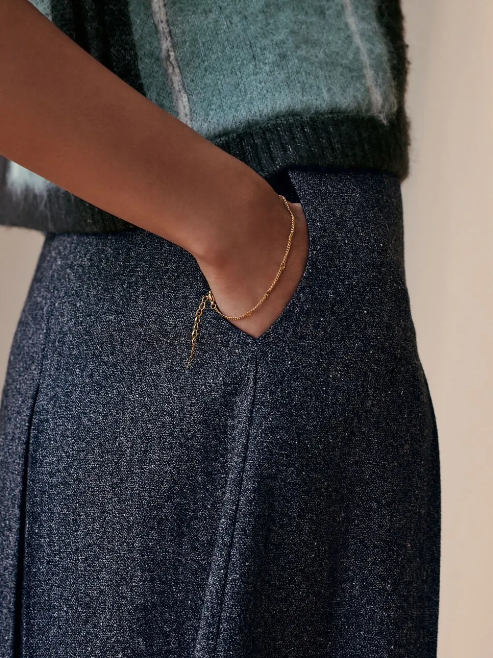 Grijs - Fleck Pleated Midi Skirt
