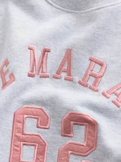 Grijs - Grafisch satijnapplicatie 'Le Marais' City sweatshirt met lange mouwen en ronde hals