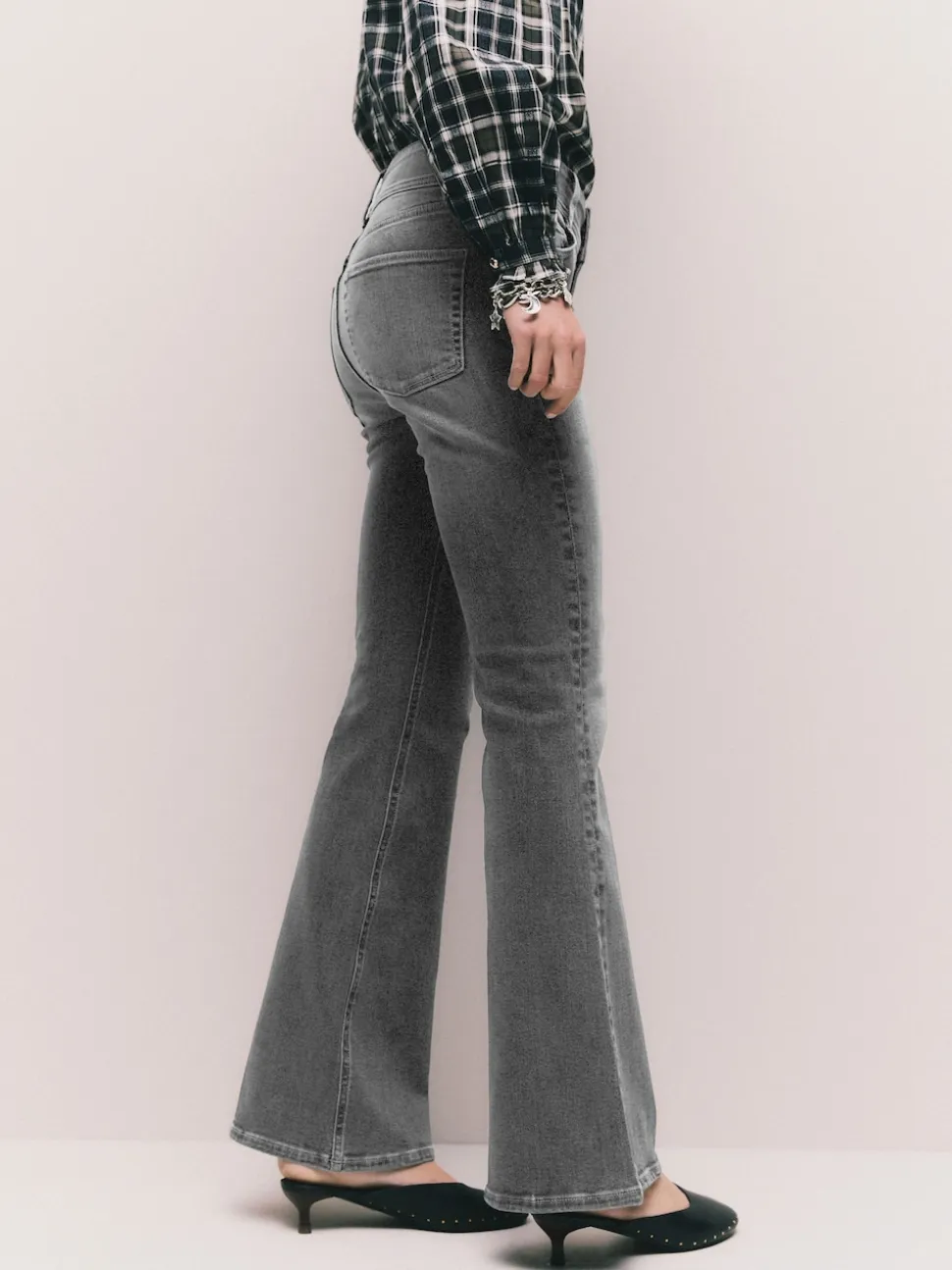 Grijs - High Rise Stretch Flare Jeans