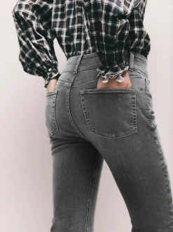 Grijs - High Rise Stretch Flare Jeans