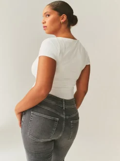 Grijs - Hourglass stretchy flare jeans met hoge taille