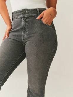 Grijs - Hourglass stretchy flare jeans met hoge taille