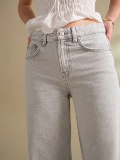 Grijs - Jeans met wijde pijpen