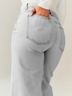 Grijs - Jeans met zandloperpasvorm en wijde pijpen
