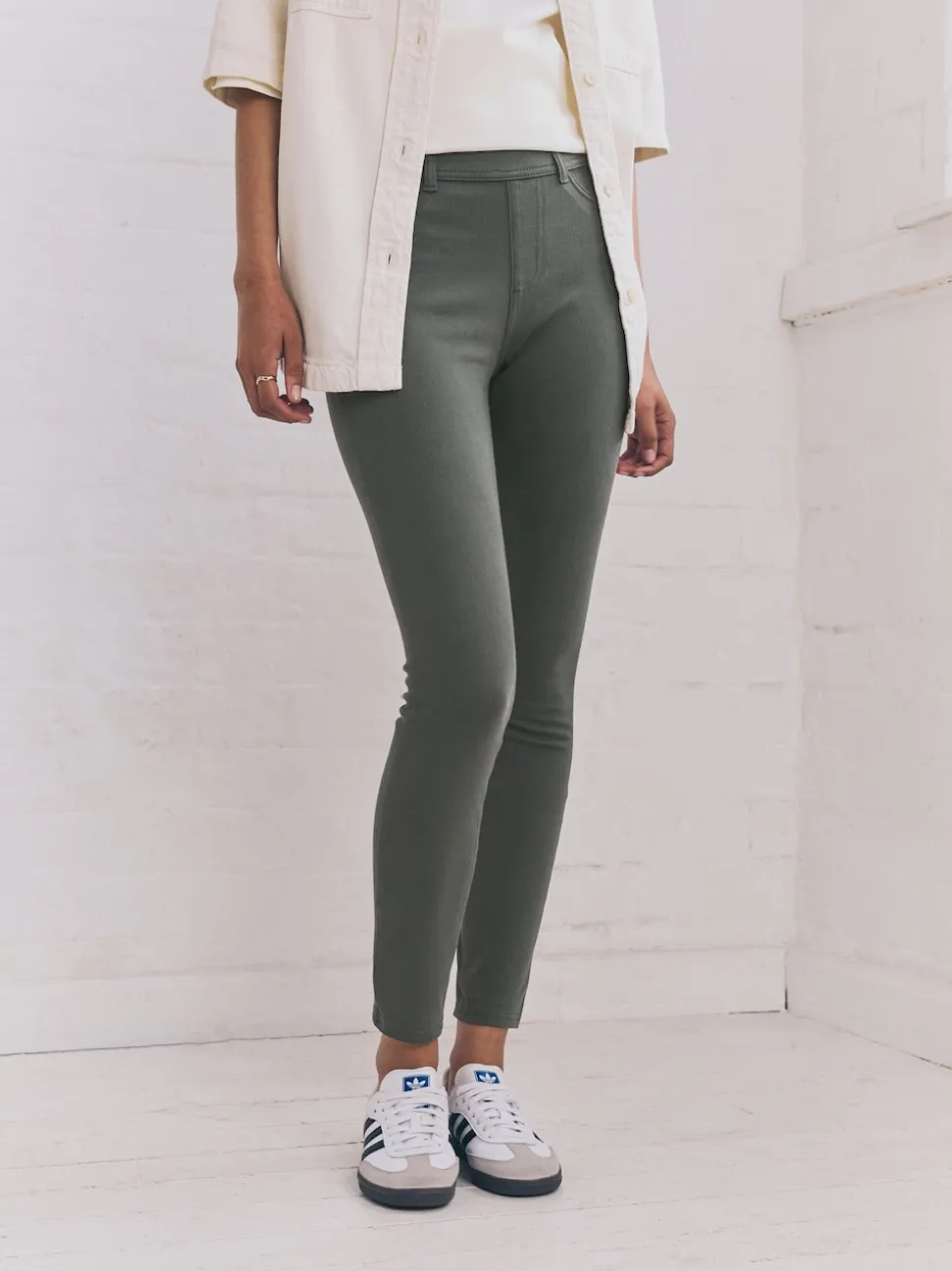 Grijs - Lange jersey denim leggings