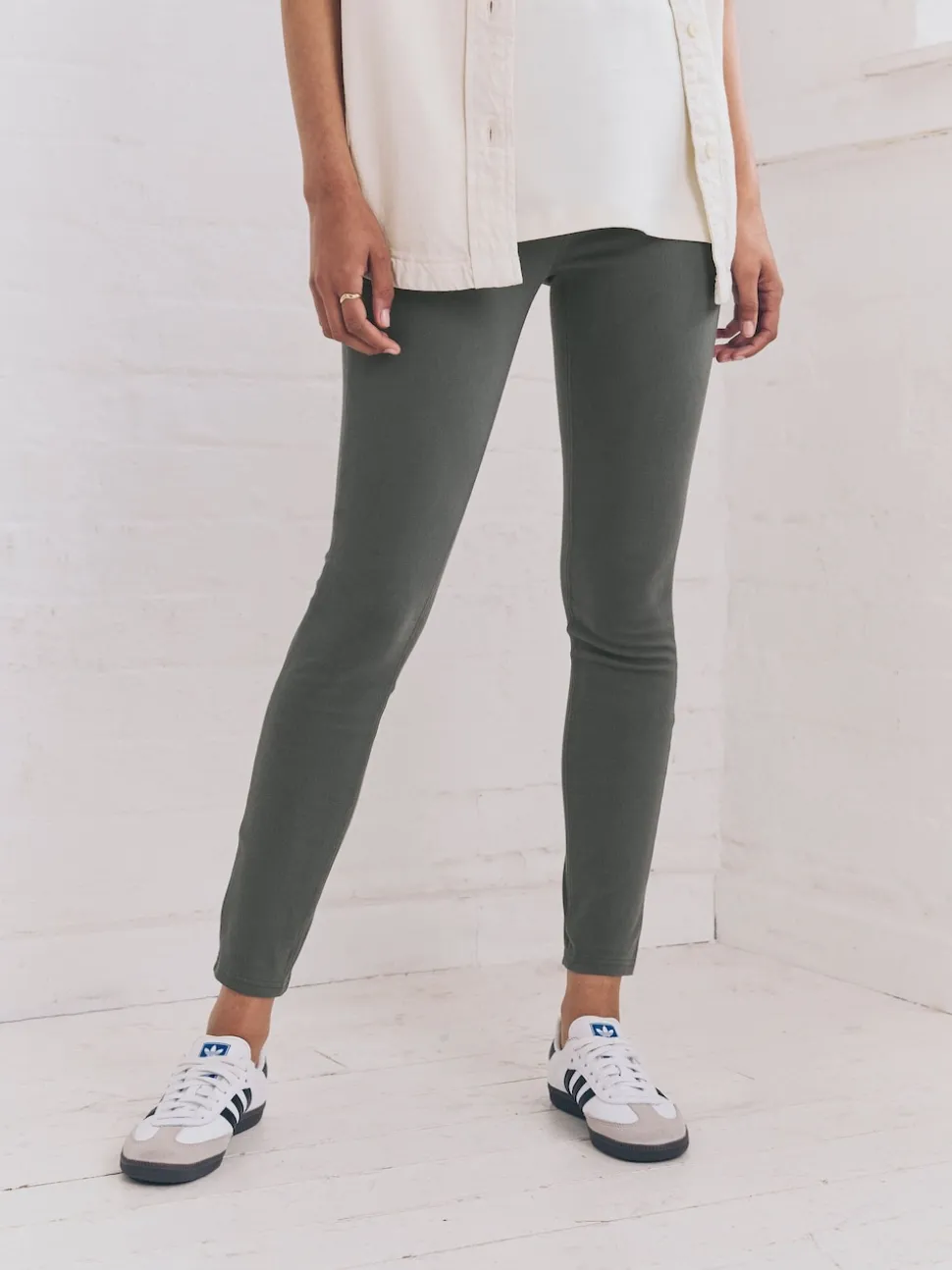 Grijs - Lange jersey denim leggings