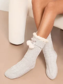 Grijs - Lipsy Cosy Chenille Slipper Socks