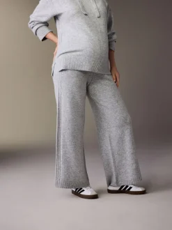Grijs - Maternity Knitted Wide Leg Trousers