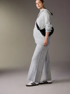 Grijs - Maternity Knitted Wide Leg Trousers