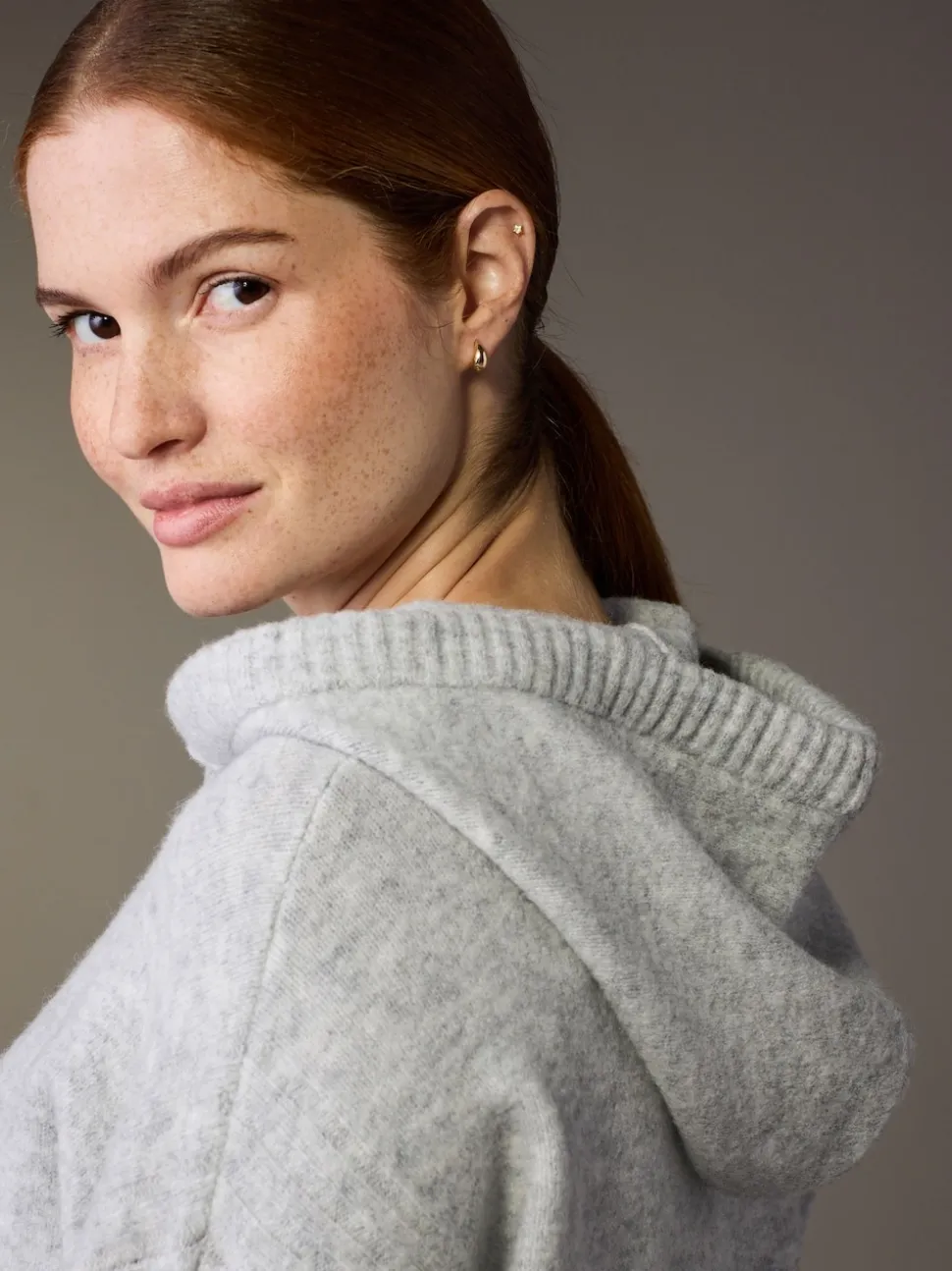Grijs - Maternity Knitted Hoodie
