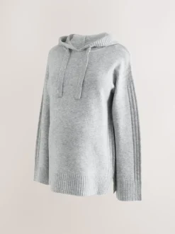 Grijs - Maternity Knitted Hoodie