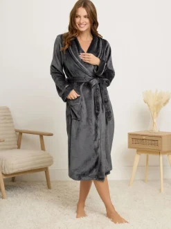 Grijs - M&Co Ribbon Shawl Collar Robe