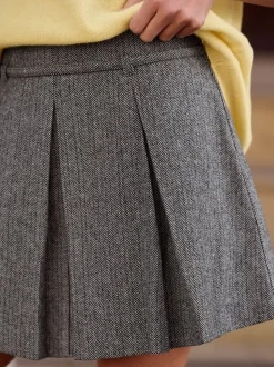 Grijs - Mini Kilt Skirt With Wool