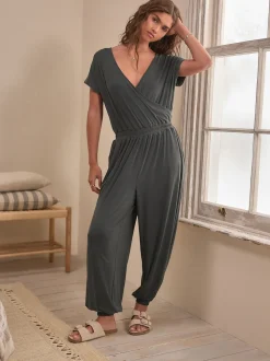Grijs - Modal jumpsuit zandwassing