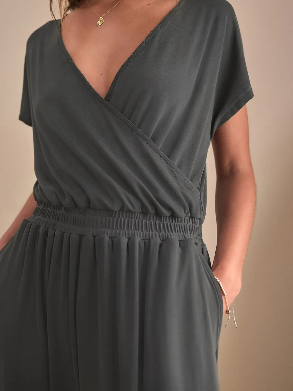 Grijs - Modal jumpsuit zandwassing