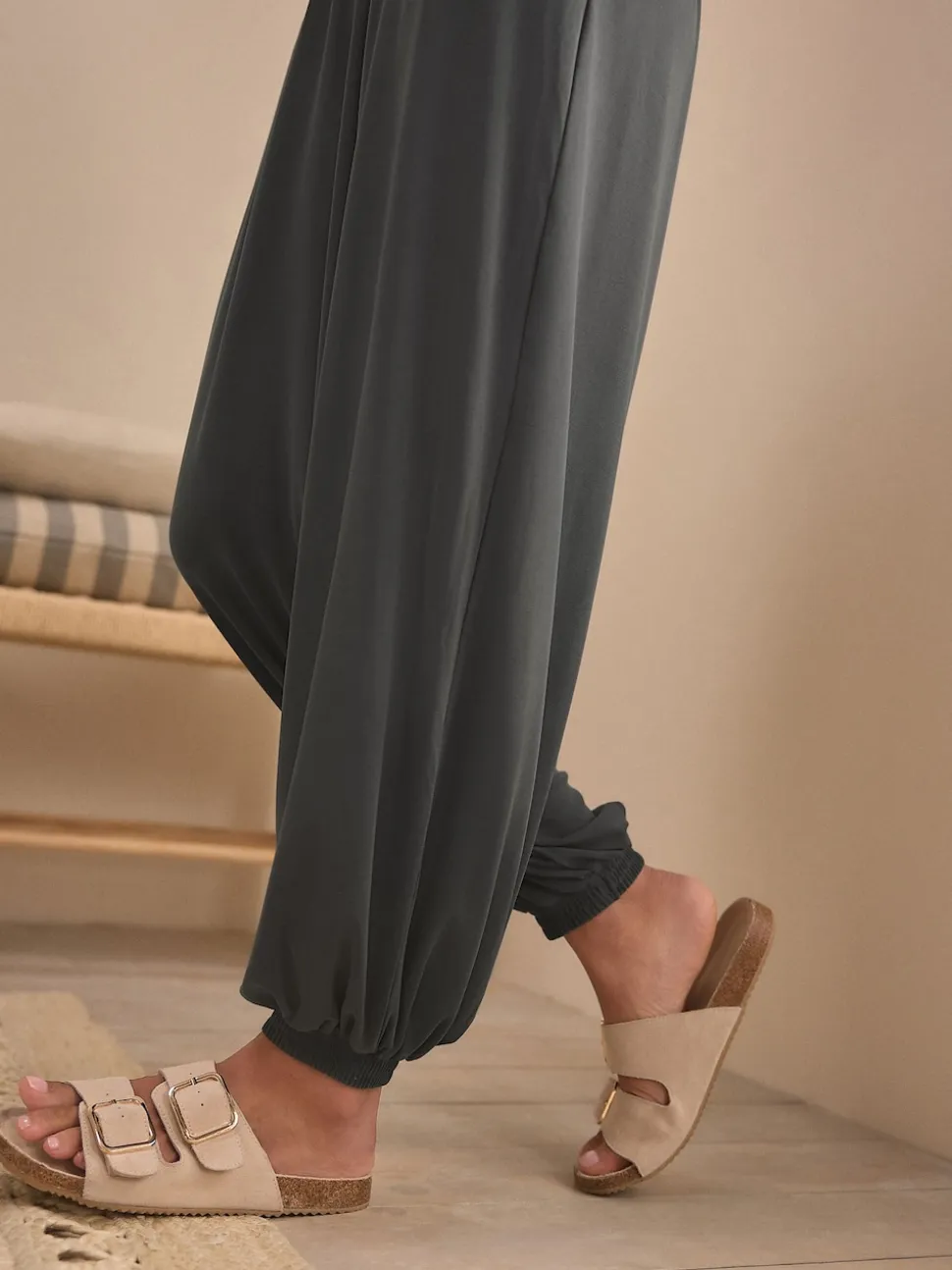 Grijs - Modal jumpsuit zandwassing
