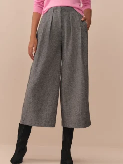 Grijs - N. Premium visgraat culottes met wol