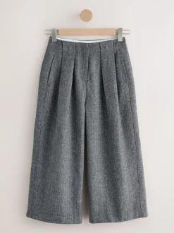 Grijs - N. Premium visgraat culottes met wol