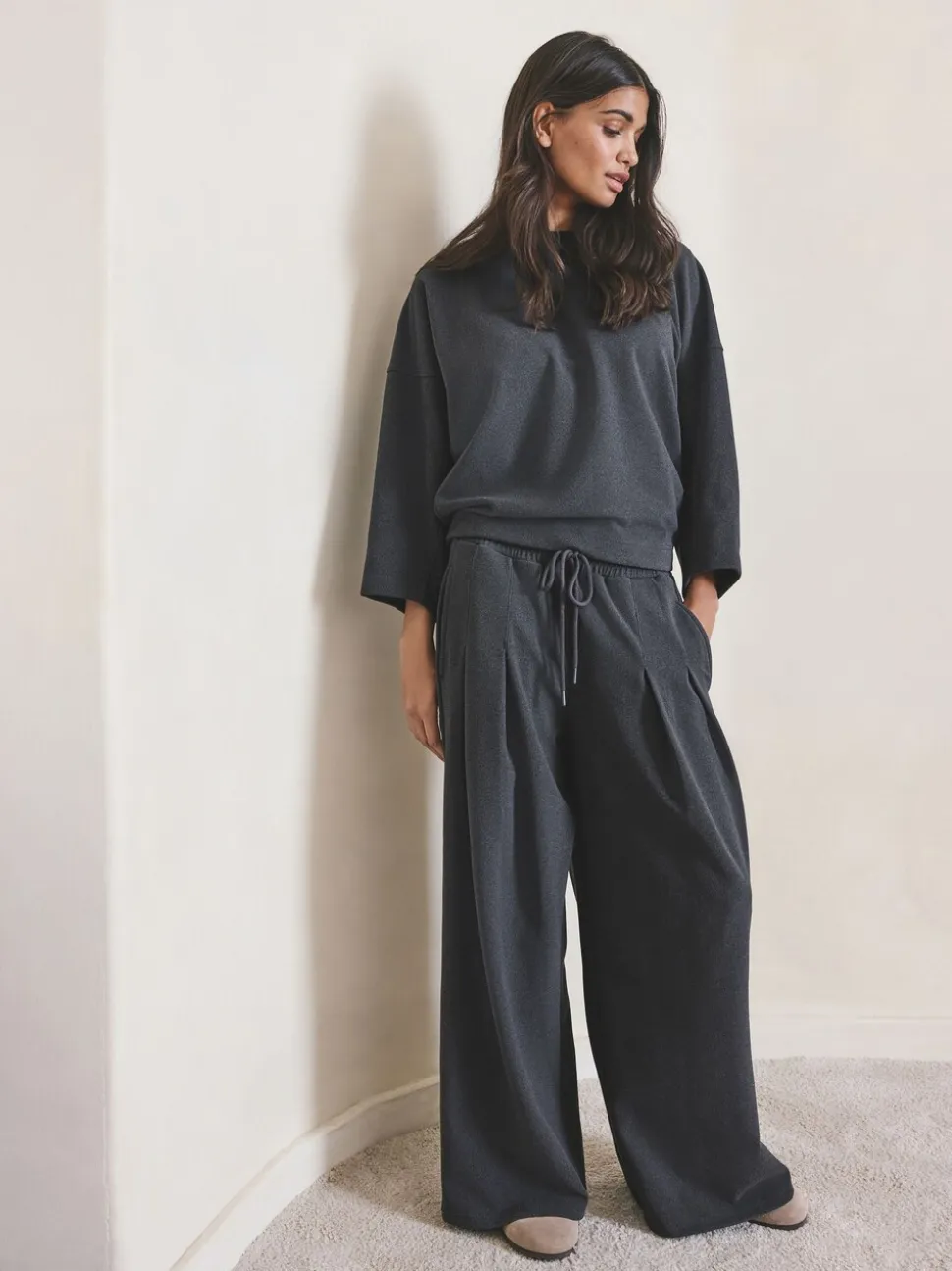 Grijs - N.Premium Brushed Wide Sweatshirt