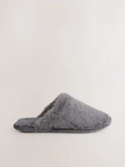 Grijs - Pantoffels met imitatiebont