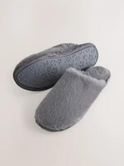 Grijs - Pantoffels met imitatiebont