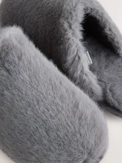 Grijs - Pantoffels met imitatiebont
