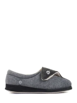 Grijs - Pavers - Damespantoffels met klittenbandsluiting en ant-statische zool
