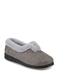 Grijs - Pavers Wide Fit Memory Foam Cosy Slippers