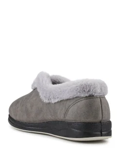 Grijs - Pavers Wide Fit Memory Foam Cosy Slippers