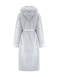 Grijs - Pour Moi Knusse Geribde Fleece Midi Badjas met Capuchon