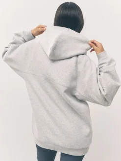Grijs - Relaxte pasvorm zware lange hoodie