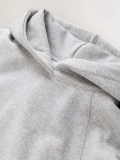 Grijs - Relaxte pasvorm zware lange hoodie