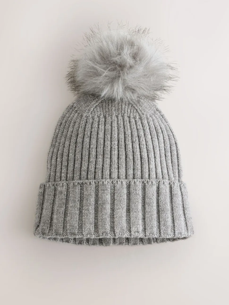 Grijs - Rib Knit Pom Hat