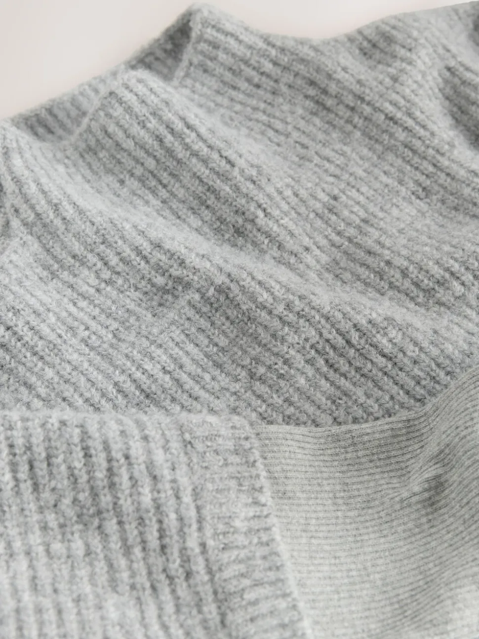 Grijs - Ribbed Mock Layer Poncho
