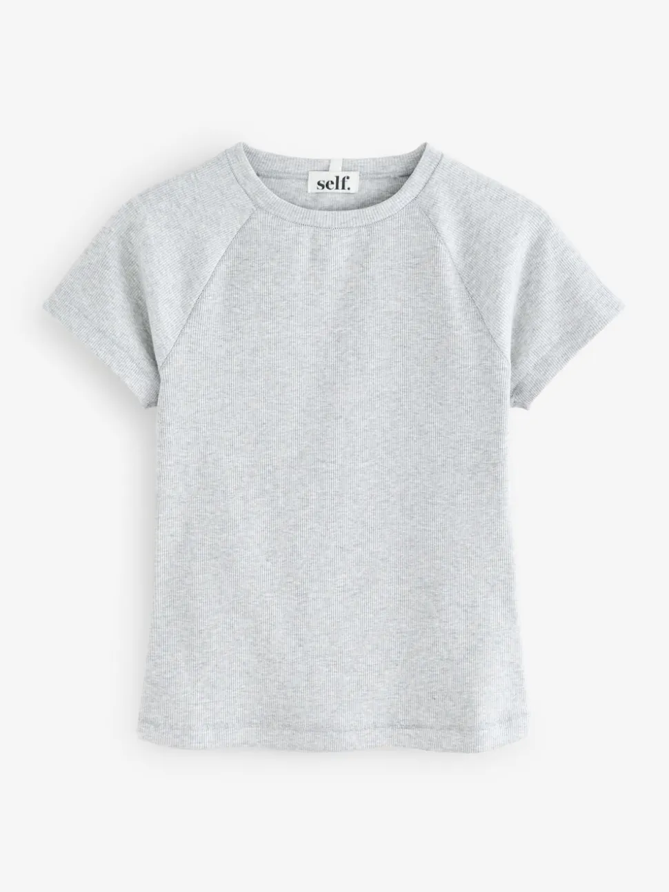 Grijs - self. Aansluitend geribbeld T-shirt