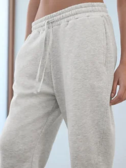 Grijs - Self. joggingbroek met boorden