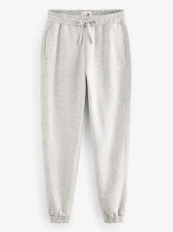Grijs - Self. joggingbroek met boorden