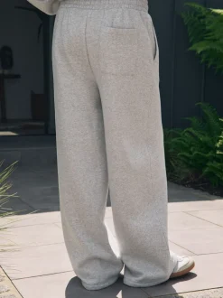 Grijs - self. joggingbroek met wijde pijpen