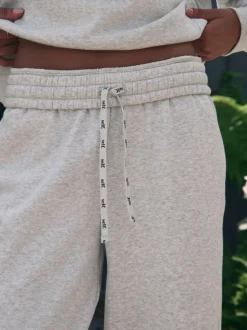 Grijs - self. joggingbroek met wijde pijpen