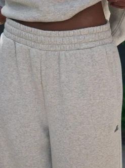 Grijs - self. joggingbroek met wijde pijpen