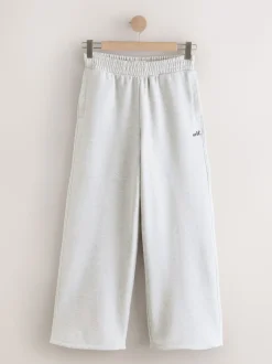 Grijs - self. joggingbroek met wijde pijpen