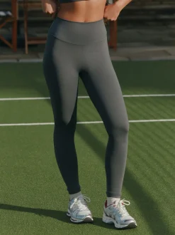 Grijs - self. Legging met hoge taille