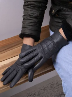 Grijs - Shopper 3 Point Smartouch winterleren handschoenen
