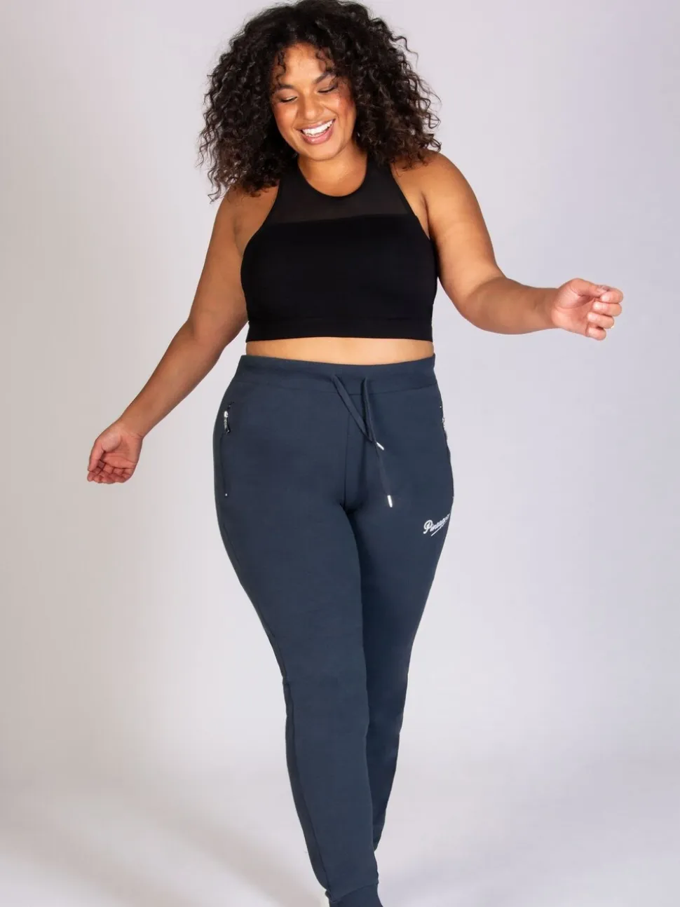 Grijs - Skinny joggingbroek met ananasprint en rits