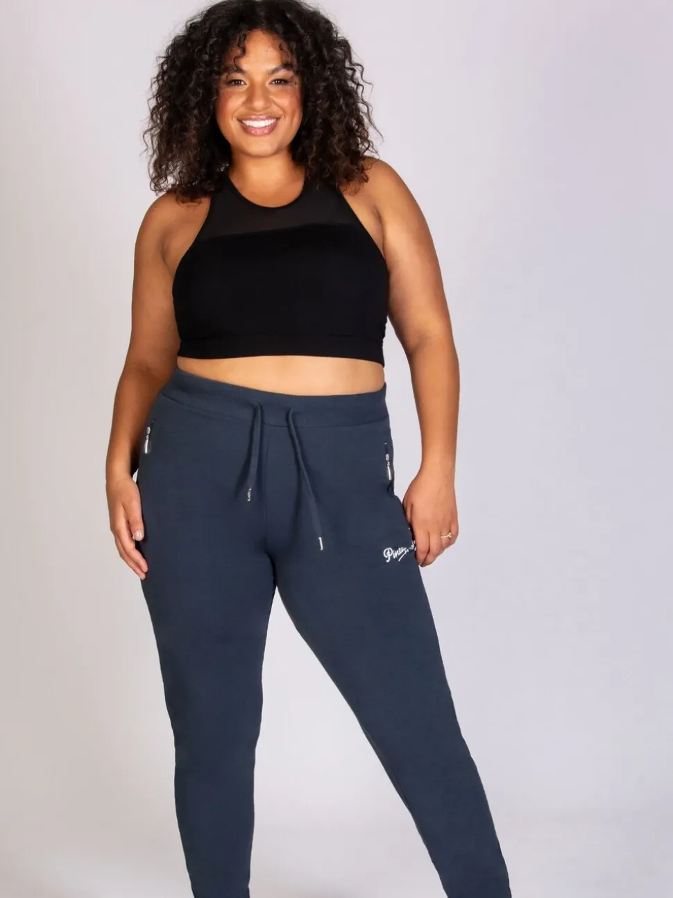 Grijs - Skinny joggingbroek met ananasprint en rits