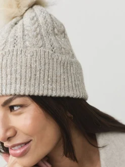 Grijs - Sparkle Knitted Pom Hat