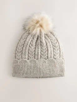 Grijs - Sparkle Knitted Pom Hat